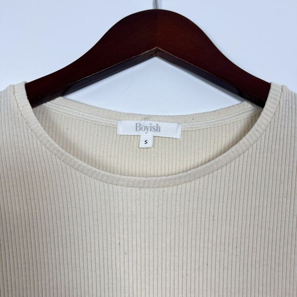 Boyish Off White Lauper Ribbed Long Sleeve Mini Sweater Dress Size Small - Picture 4 of 8